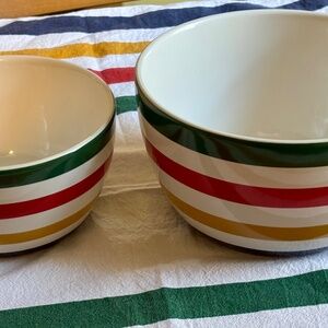 2 x HBC STRIPES STONEWARE Bowls Only displayed, never used.